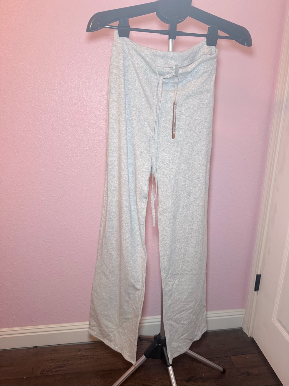 SKIMS Light Heather Gray lounge pants with Drawstring Waist